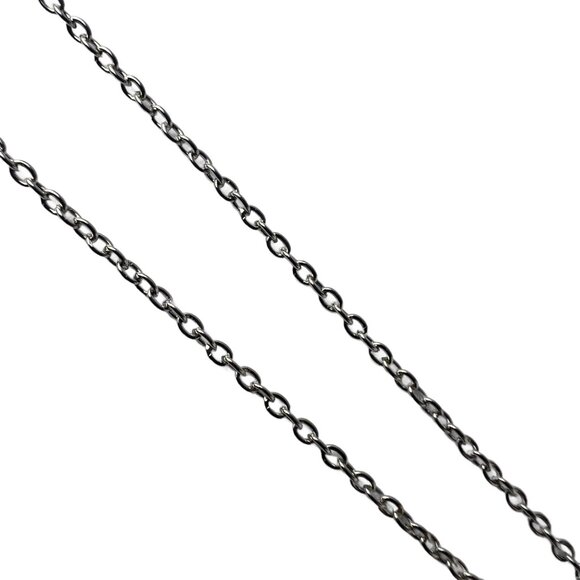 Cat Kitty Heart Pendant Necklace Shiny Silver Tone Oval Link Chain Lobster Clasp - Picture 3 of 7